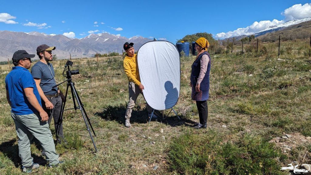 The film crew is in Chon-Kemin to showcase the remarkable efforts of women farmers growing sea buckthorn as part of the UNEP’s “Vanishing Treasures” program